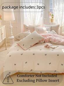 Cirelle Set Sprei 3pcs Motif Pita, Bahan Poliester Lembut Bolak-balik, Warna Krem & Merah Muda, Set Perlengkapan Tidur dengan Resleting & 2 Sarung Bantal (Tanpa Isian) - MultiWarna - View 8