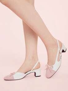 CUCCOO DOLLMOD Pink Round Toe Sandals High Heels Versatile Classic Women's Shoes Elegant Women's Fashion And Comfort Summer Shoes - Pink + White - View 1