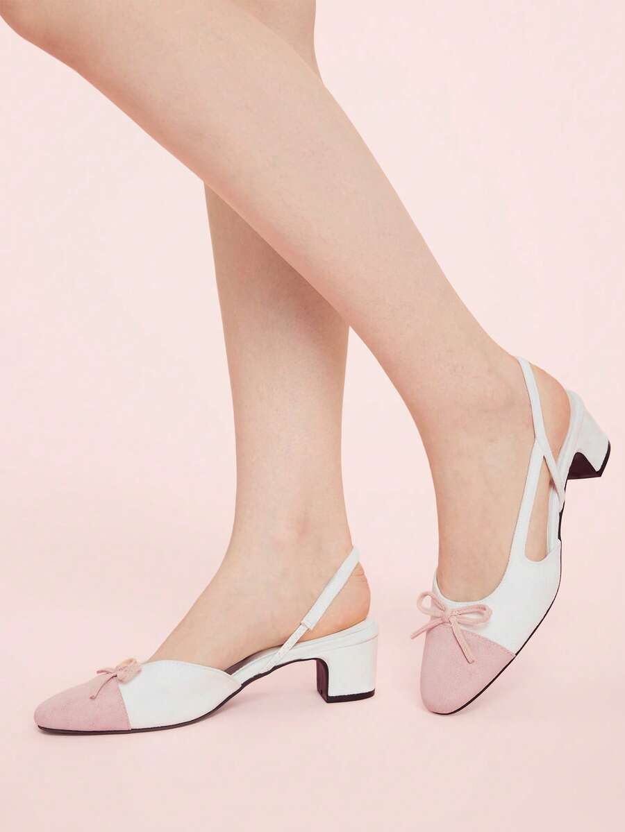 CUCCOO DOLLMOD Pink Round Toe Sandals High Heels Versatile Classic Women's Shoes Elegant Women's Fashion And Comfort Summer Shoes - Pink + White - View 1