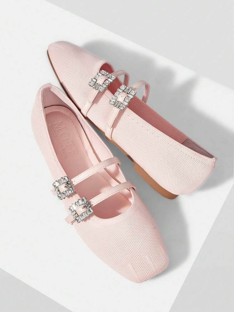 WOMEN SHOES NEW FRENCH FASHION WOVEN DOUBLE-BREASTED SQUARE-HEAD FLAT MARY JANE SHOES, VERSATILE, COMFORTABLE, LIGHT AND BREATHABLE, SIMPLE FAIRY STYLE TEMPERAMENT ELEGANT AND SLIP-ON HIGH-END SHOES
