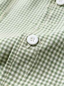 Manfinity EMRG 男士格子字母印花单排扣休闲百搭日常短袖衬衫 - 彩色 - 查看 5