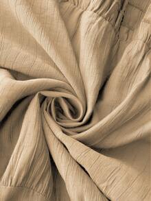 Vionelle Plus Size Solid Color Romantic Ruffle Trim Regular Dress, Spring/Summer - Khaki - View 8
