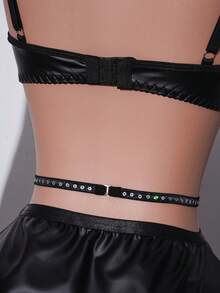 AltCore 2pcs Gothic Lingerie Set For Women Party Black Summer - Black - View 8