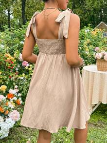 SHEIN Đầm bầu không tay màu trơn, kiểu dáng thường ngày - Màu be - Xem 9