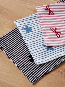Dream Adore Bộ 3 quần pajama kẻ sọc in hình bướm kiểu dáng thường ngày - Nhiều màu - Xem 5