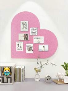 1 pieza Tablero de fieltro con forma de corazón multicolor, de uso múltiple para oficina, hogar, pared de fotos, tablero de notas, tablero de corcho, tablero de visión, con respaldo autoadhesivo, ligero y portátil para uso diario - Multicolor - View 5