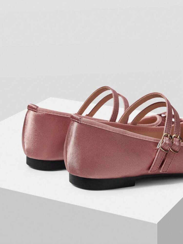 WOMEN'S ELEGANT MINIMALIST COMMUTING SOLID COLOR BOW DECOR DOUBLE BUCKLE STRAPS BALLET FLATS SHOES FOR CHRISTMAS VALENTINE'S DAY SPRING SHOES