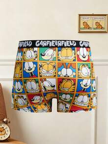 GARFIELD | SHEIN Quần lót nam in chữ và hoạt hình, kiểu dáng thường ngày. - Màu vàng - Xem 2
