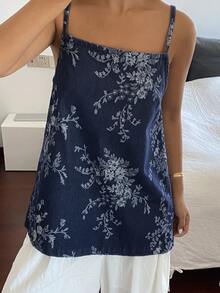 Livesso Women's Ditsy Floral Camisole, Casual Vacation Beach Bohemian Elegant Commute, Suitable For Spring And Summer - Medium Wash - View 8