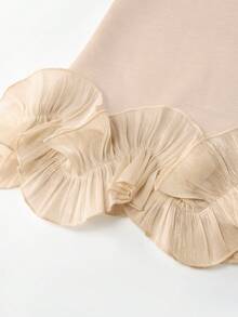 SHEIN Franclia 女士优雅缎面双层荷叶边无袖背心，适合春夏外出和约会 - 藕粉色 - 查看 4