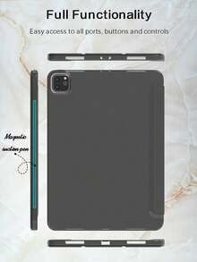 Ốp lưng máy tính bảng mềm chống sốc, tương thích với iPad, thiết kế siêu mỏng với chân đế thông minh và chức năng tự động bật/tắt màn hình, chất liệu da TPU, tương thích với Apple Mini 4/5/6, 9.7/10.2/10.5 inch, Air 4/5/6, thế hệ thứ 10, 10.9 inch, Pro 11 inch, Air 11 (M2), Air 13 và Pro 11 (M4) - Màu đen - màu đen - Xem 3