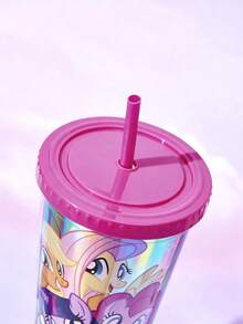 My Little Pony X SHEIN 24盎司/700毫升激光酷炫平底杯，带心形闪光 - 紅色 - 查看 5