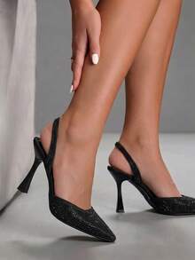 CUCCOO SZL Women's Fashion High Heel Pumps, Rhinestone Embellished High Heel Pumps - Black - View 9