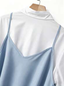 GlowEve CURVE Plus Size Color Block Splice Casual Commuter 2 In 1 Dress - Blue - View 7