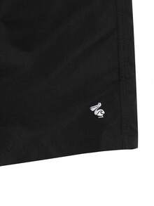 Solantero Plus Size Men's Solid Color Drawstring Waist Beach Shorts, Holiday - Black - View 7