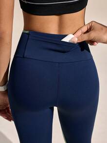 Exploreva Women's Contrast Color Splice Outdoor Leggings - Multicolor - View 2