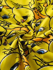 LOONEY TUNES X SHEIN 女婴休闲圆领短袖连体衣 - 黃色 - 查看 7