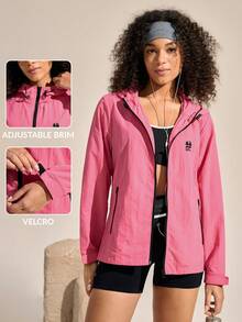 SHEIN In My Nature Women's Letter Print Hooded Zipper Front Long Sleeve Outdoor Windbreaker Running Jacket For Women Outdoor Outfit For Women Lightweight Jackets For Women Outerwear Women Summer Women's Summer Jacket Hiking Jacket For Women,Women's Solid Hooded Long Sleeve Sun Protection Lightweight Sports Jacket For Outdoor Running Summer Pink,Women's Zip Up Hooded Lightweight Casual Sports Windbreaker Jacket For Hiking & Commute Pink,Women Solid Hooded Zip Up Lightweight Outdoor Sports Jacket Pink Outerwear Wome - Pink - View 1