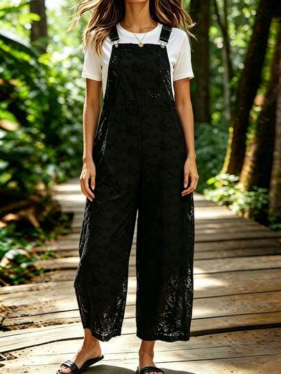 EMERY ROSE 大码梭织刺绣夏季女式连体裤，适合度假