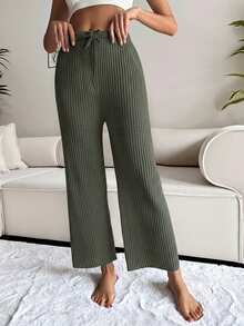 WovenCharm 100%Cotton 3 Pcs Solid Knit Pant Set Cotton Blend Pants Comfortable Pants Ribbed Knit Pants - Multicolor - View 8