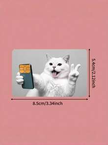 Zazumi 1PC Cute Cat Pattern Credit Card Skin Sticker, Kawaii White Cat Selfie Debit Card Cover Decal, Waterproof Anti-Scratch Card Sticker For Bank Card, Transportation Card & Key Card, Creative Funny Cat Themed Card Skin For Card Decoration, Ideal Personalized Accessory For Cat Lovers & Students, Premium PVC Material With Matte Finish, Perfect For Card Decoration, Scratch Protection & Personalized Customization, Great For Credit Card Sticker, Cat Themed Card Skin & Kawaii Accessory - multicolor - View 3