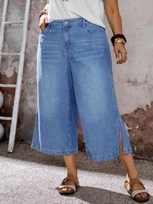 EMERY ROSE EMERY ROSE Plus Size Straight Loose Casual Slit Everyday Jeans - Light Wash - View 8