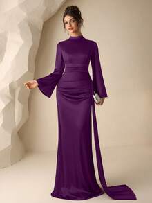 Coutiva Women's Formal Evening Gown (Heavily Embellished) - Purple - View 4