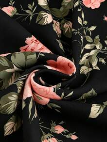 GlowEve CURVE Đầm không tay cổ buộc dây, tối giản, in họa tiết hoa, dành cho nữ cỡ lớn, thích hợp cho công sở, mặc hàng ngày và các buổi tụ họp. - màu đen - Xem 6
