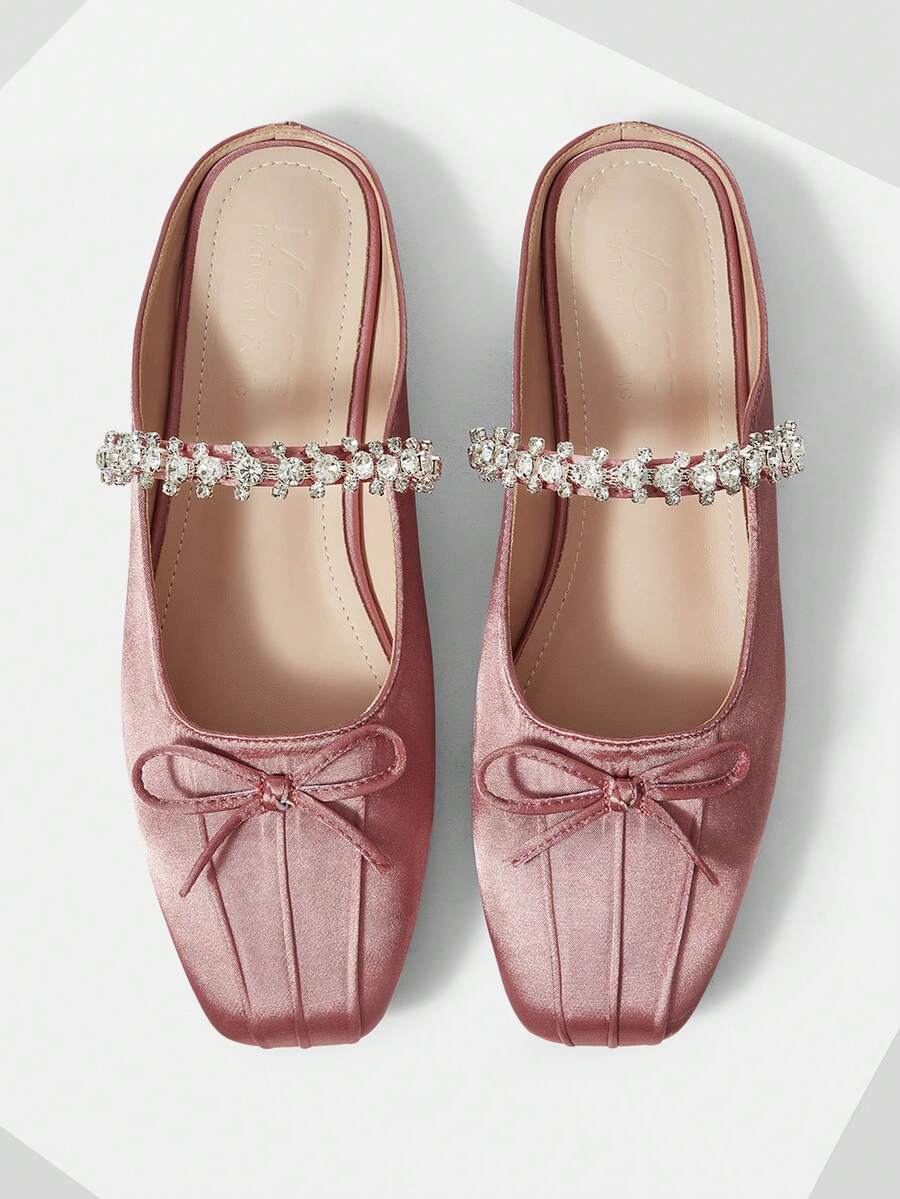 MOTF MARY JANE FLATS WITH SQUARE TOE AND RHINESTONE DETAIL FOR CHRISTMAS SPRING SHOES - deep powder - View 1