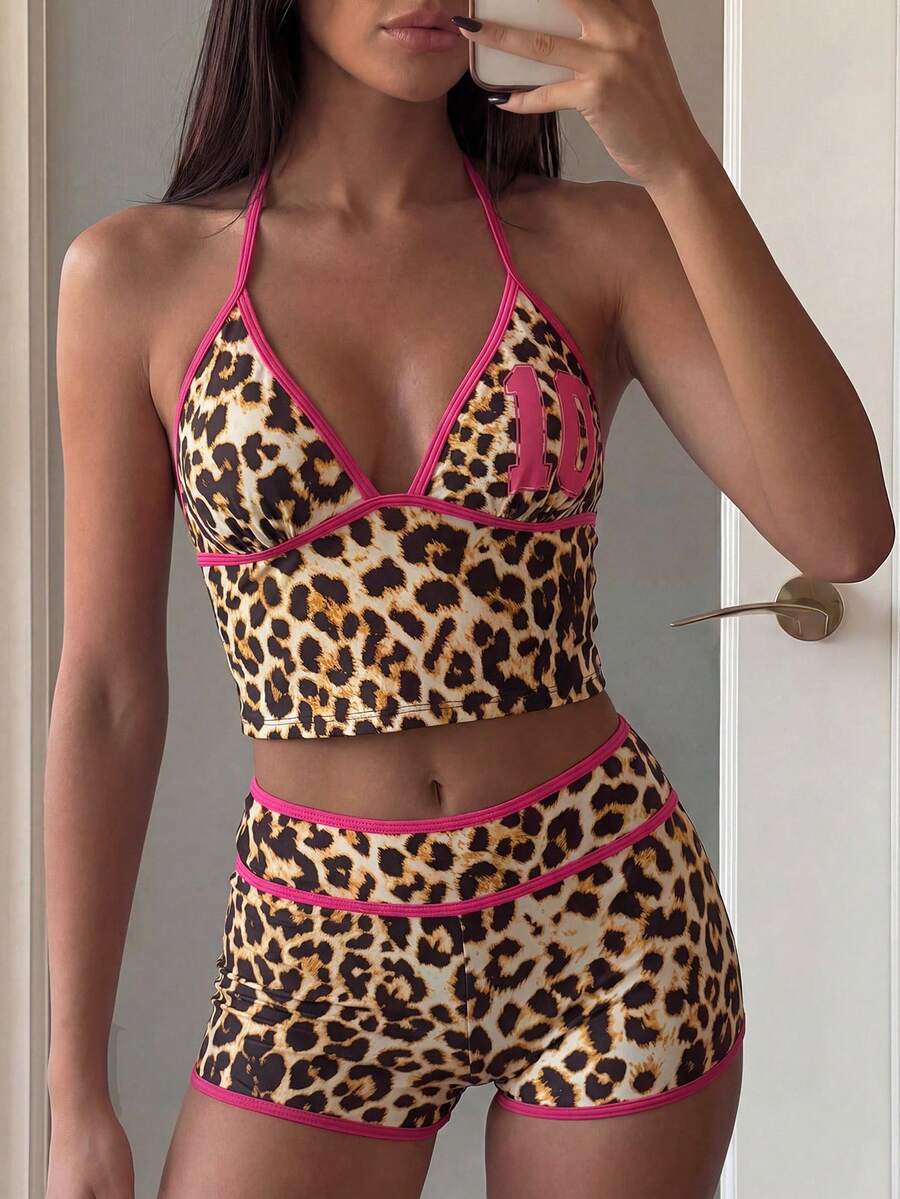 SHEIN Swim Vcay Bộ bikini họa tiết da báo thích hợp cho kỳ nghỉ biển. - Nhiều màu - Xem 1