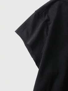 ROMWE MEN Men's Solid Color Round Neck Casual Versatile Tank Top - Black - View 4