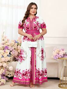 SHEIN Clasi 大码女士优雅印花V领花瓣袖收腰度假连衣裙，优雅连衣裙，女士新款连衣裙，Zanea女士连衣裙，夏季连衣裙，春季连衣裙，节日连衣裙，复活节连衣裙，优雅连衣裙，优雅派对连衣裙，沙滩连衣裙，婚礼宾客连衣裙，婚礼派对连衣裙，伴娘连衣裙，毕业礼服，母亲毕业礼服，休闲连衣裙，度假连衣裙，节日连衣裙，正式连衣裙，印花连衣裙，大码女士连衣裙，紫色飘逸连衣裙，优雅女士连衣裙，Florurora春夏优雅连衣裙，印花长裙，女士泡泡袖连衣裙，最新款连衣裙，Zanzea女士连衣裙，大码Zanea女士连衣裙，婚礼宾客服装，曲线身材生日连衣裙，大码女士连衣裙 - 彩色 - 查看 8