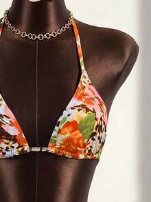 Zestiva Bộ bikini 4 mảnh gợi cảm họa tiết da báo, hở lưng, buộc dây, thích hợp cho bãi biển và kỳ nghỉ dành cho nữ. - Nhiều màu - Xem 4