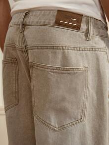 SWAVVY Men's Loose Fit Pockets Wide Leg Casual Jeans - Khaki - View 3