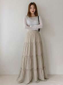 Dazy-Less Women's Elastic Waist Pleated Casual Versatile Date/Travel Skirt - Khaki - View 2