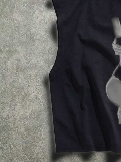 Manfinity ZONE917 Große Größen Herren Streetstyle grau mysteriöse sexy Frauensilhouette Muster locker geschnittenes Trägershirt