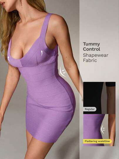 Nuvra V-Neck Bandage Fabric Bodycon Sexy Design, Party & Banquet Preferred Mini Dress