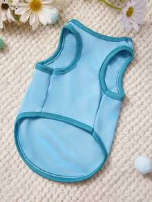 PETSIN 1 chiếc áo vest cho thú cưng in hình kem, bánh donut, bánh ngọt nhỏ, chữ cái, màu xanh dương, mềm mại, thoáng khí, chống rụng lông. - Màu xanh lam - Xem 4