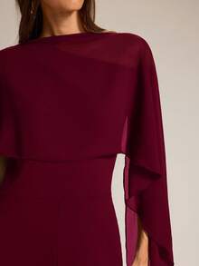 SHEIN BAE Jumpsuit Lengan Kelelawar Warna Cokelat untuk Wanita, Musim Semi/Panas - Burgundy - View 5