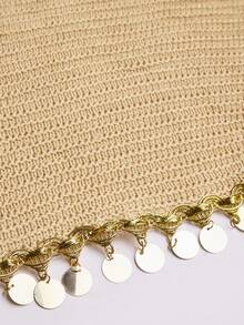 SOLERSUN Este conjunto de vestido de verano para mujer presenta un vestido mini con lentejuelas, tejido, sin mangas, espalda descubierta y recortes, que incluye una blusa de cuello halter y una falda mini con recortes y flecos, decorada con aplicaciones de lentejuelas. Es perfecto para vacaciones de verano en la playa y diversión junto a la piscina. - Café integral - Ver 4