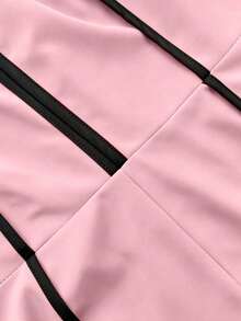 Maweii Plus Size Sexy Contrast Trim Halter Romper - Pink - View 7