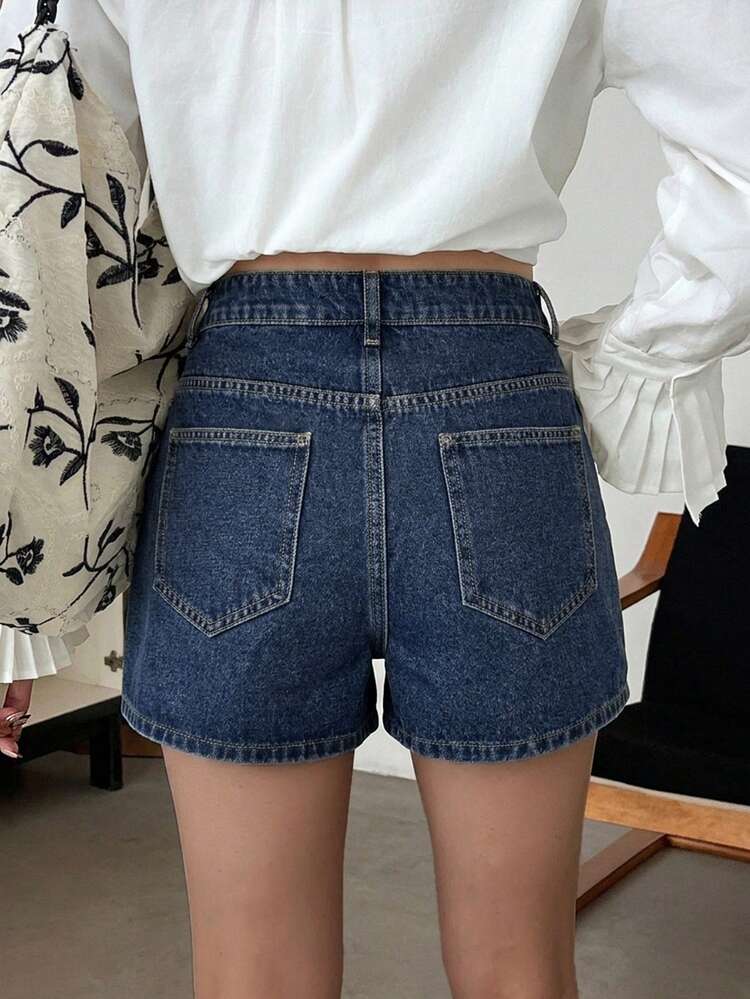 Women's Casual Solid Color Washed Shorts, Spring/Summer