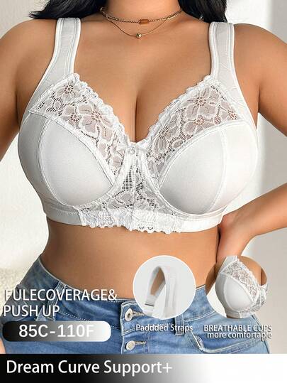 1 pezzo Reggiseno senza ferretto taglie forti con inserti in pizzo