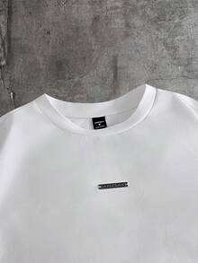 AXEPEAK Áo thun nam cổ tròn, kiểu dáng thường ngày, in hình ngựa và người. - trắng - Xem 6