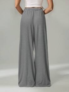 SHEIN Tall Pantaloni grigi comodi con vita elastica oversize, abbigliamento da strada estivo per uscire - Bianco e nero - Visualizzare 2