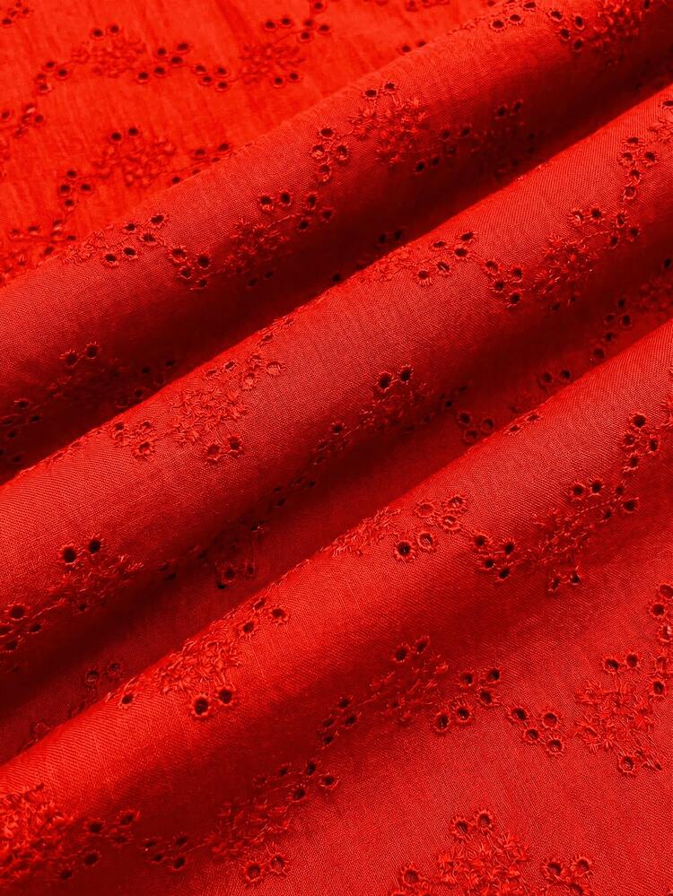 Vestido midi rojo bordado con pliegue delantero, vestido de primavera y verano para vacaciones, vestido rojo de fiesta, estilo francés parisino