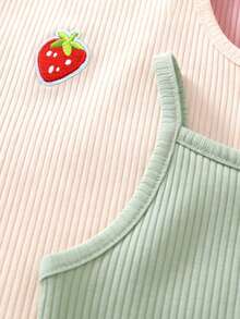 SHEIN Playful Pals 4pcs Baby Girls' Casual Comfortable Camisole Set, Spring/Summer - Multicolor - View 7