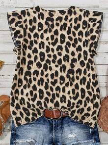 Mellowie Plus Size Casual Leopard Print Shirt Leopard Print Tops For Women Latest Tops For Women New Arrivals V Neck Leopard Print Blouse Blouse For Women Casual Business Casual Women Tops - Multicolor - View 2