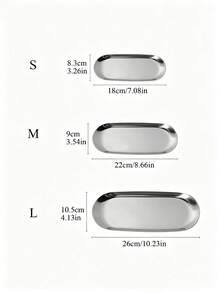 Zazumi 1PC Silver Luxurious Metal Storage Tray, Shaped Jewelry Display Tray, Home Decoration Serving Plate, Oval Craft For Table Organizer (7/8.7/10.2 Inch) - Silver - View 5