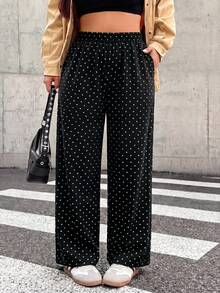 SHEIN EZwear Plus Size Casual Minimalist Leopard Print Pants, Suitable For Summer - Multicolor - View 4